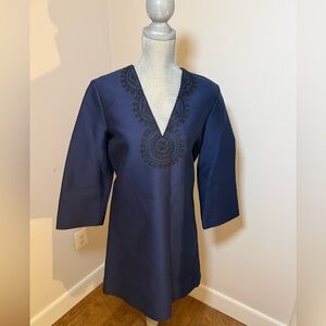 C. Wonder Blue Tunic Dress with Black Embroidery